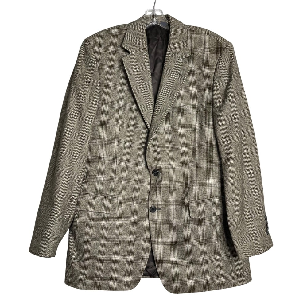 Vintage‎ Brooks Brothers 346 100% Wool Blazer Sport Coat Men 40R Brown Plaid